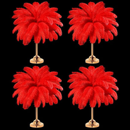 Retrowavy 30 Pcs 18-20 Inch Large Natural Ostrich Feathers Bulk for Centerpieces for Wedding Party Centerpieces Home Decoration Flower Arrangement (Red)