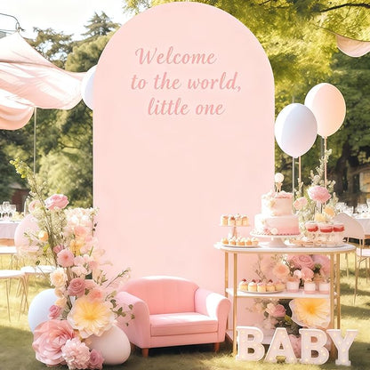 6.6FT Dusty Rose Arch Cover - Polyester Fitted Wedding Arch Stand Covers Round Top Chiara Arch Backdrop Cover for Birthday Party Banquet Photo Background Decoration