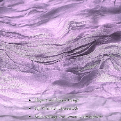 6-Pack Lilac Cheesecloth Table Runners – 10FT (35x120 Inch) Boho Rustic Gauze Fabric Cheese Cloth Table Runner for Weddings, Baby Showers, Bridal Shower, Farmhouse & Birthday Party Decor