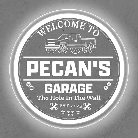 Custom Pickup Truck LED Sign – Personalized Color Changing Acrylic Wall Decor for Garage, Shop, or Man Cave (Garage 2, 16 INCHES)