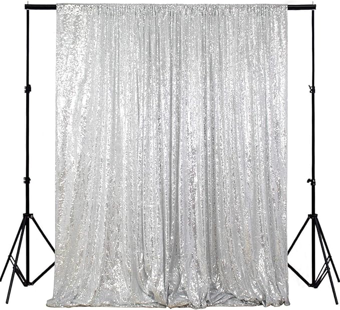 ShiDianYi 4FTX6FT-Silver-SEQUIN Photo Backdrop, Wedding Photo Booth,Photography Background (Silver)