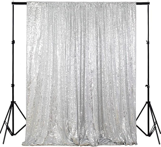 ShiDianYi 4FTX6FT-Silver-SEQUIN Photo Backdrop, Wedding Photo Booth,Photography Background (Silver)