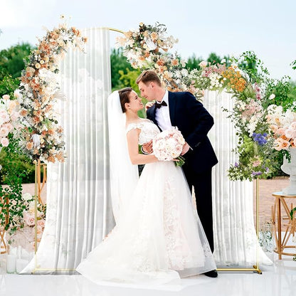 Metal Arch Backdrop Stand, 7.2FT+6FT Wedding Arch Frame, Gold Wedding Arch Backdrop Stand Set of 2, Balloon Arch Backdrop for Wedding Birthday Party Baby Shower Graduation Ceremony Decor
