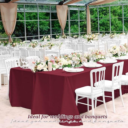 12 Pack Burgundy Tablecloths for Rectangle Tables 60 x 102 Inch Polyester Tablecloth 6 Foot Rectangle Table Cloth Wrinkle Resistant Washable Fabric Table Cover for Party Wedding Banquet Events