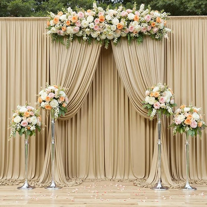 Wrinkle Free Beige Backdrop Curtains for Party Background, Beige Photo Curtains Backdrop Drapes 2 Panels Back Drop Cloth for Wedding Birthday Photography Baby Shower Decor,10ftx10ft