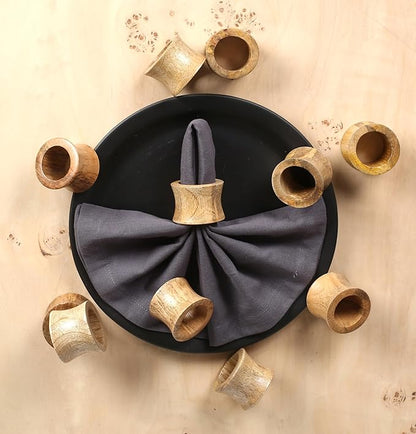 Wooden Napkin Rings Set of 12 - Handcrafted Napkin Holder for Dinner Table Decoration, Weddings, Home, Kitchen, Decor, Dinner, Parties, Every Day Use - Durable, Versatile (Brown)- CLEENTABLE