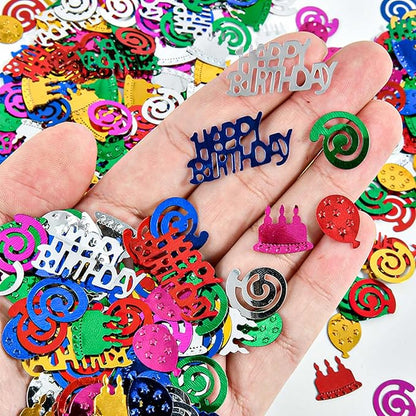 VHUWE Happy Birthday Confetti, 1.6 oz Multicolor Cake Balloon Swirl Confetti for Happy Birthday Party Decorations Boys Girls Kids 1st Birthday Table Decorations | Colorful