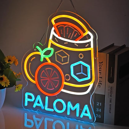 CNBEYOUNG Paloma Neon Sign, Neon Lights Hanging Wall Art Decoration for Mexican Restaurants Shop Cocktail Bar Kitchen Party Home Decor, USB - Driven, Super Bright & Adjustable,15x 12.6inches
