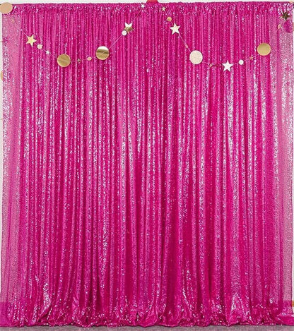 JYFLZQ Hot Pink Sequin Backdrop Curtain 6x8ft(WxH) 1 Panel Fuchsia Glitter Photo Booth Photography Backdrop Background Shimmer Wall Backdrop Party Decorations