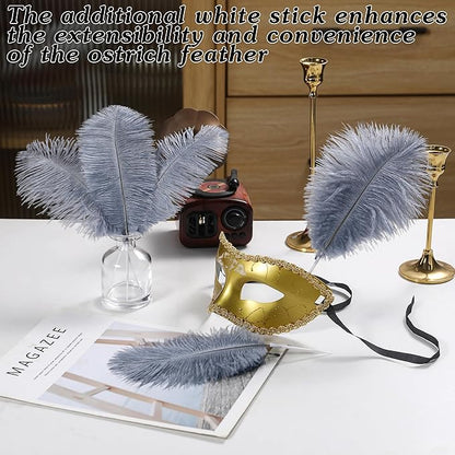 SOGUGOM Grey Craft Ostrich Feathers - 30PCS 6-8 inch Bulk Ostrich Feathers Kit for Kindergarten Crafts, Dream Catchers and DIY Projects(Grey)