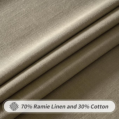 MIULEE Linen Cotton Blend Tablecloth Rectangle, Luxury Waterproof Stain Resistant Durable Farmhouse Oblong Table Cloth for Dining Party Weddings Birthday Events Boho Decor, 52 x 70 inch, Olive Green