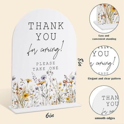 Wedding Signs for Ceremony and Reception, Boho Floral Acrylic Thank You for Coming Sign, Wedding Signage with Stand, Bridal Shower Table Centerpieces, Thank You Party Favors for Engagement Party, 26