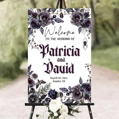 Halloween Wedding Welcome Sign, Til Death Do Us Part Welcome Sign, Halloween Couples Shower, Gothic Love Wedding Welcome, Signage Halloween Reception, Welcome Wedding Sign With Stand Decorations