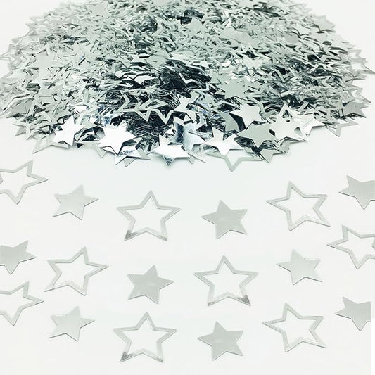 Confetti Star Sequins Table Confetti Metallic Foil Sprinkles or DIY Birthday Wedding Engagemetn Christamas New Year Theme Party Celebrations Favor Party Supplies(Silver,2 SIZE)
