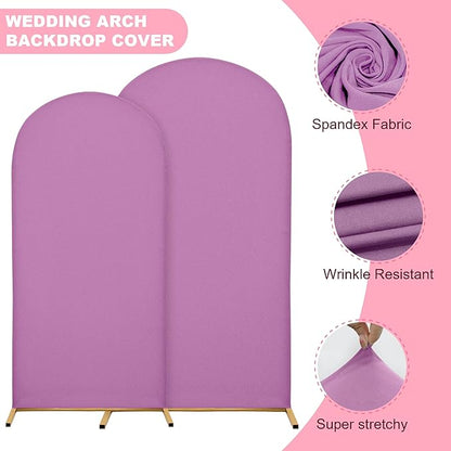 6.6FT Wedding Arch Covers Arch Backdrop Cover Arch Stand Covers Set Arch Cover Spandex Fabric Stretchy Backdrop for Wedding Birthday Party Decoration Baby Shower (Lilac)