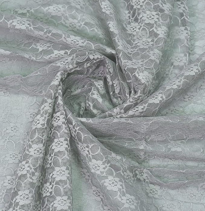 MDS Pack of 25 Wedding 12 x 108 inches Lace Table Runner for Wedding, Decorations for Birthday Parties, Banquets, Graduations, Engagements, and Runners fit Rectangle, Round Table- Silver Gray