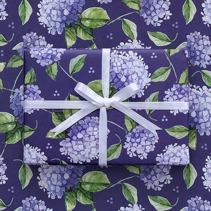 RUSPEPA Floral Wrapping Paper Roll for Women, Mini Roll, Elegant Hydrangea Flower Design Kraft Gift Wrap Paper Perfect for Birthday, Spring, Wedding, Bridal Shower, Mother's Day, 17 Inch x 16.4 Feet