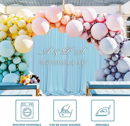 MEETSKY 10x 8 Baby Blue Backdrop Curtain for Baby Shower Parties Rod Pocket Light Blue Curtains Backdrop Drapes Fabric Decoration for Birthday Party Photography 5ft x 10ft,2 Panels