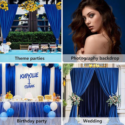 10 x 7 Feet Royal Blue Backdrop Curtain for Partie, Background Curtains for Photoshoot, Birthday, Wedding, Halloween, Thanksgiving, Christmas, New Year Party Decorations 5Ft x 7Ft, 2 Panels