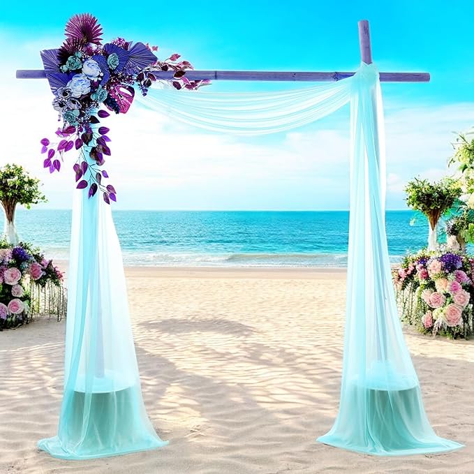 MDS Halloween Chiffon Draping Fabric - 2 Panel, 30" Wide x 75ft Long - Sheer Spooky Arbor & Canopy Drapery for Haunted House Backdrops, Party Ceilings, DIY Costumes & Themed Events - Teal