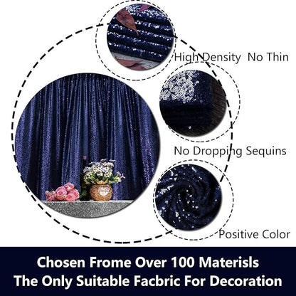 JYFLZQ Navy Blue Sequin Backdrop Curtains 7ft x 7ft 1 Panel Glitter Photo Booth Backdrops Sparkly Photography Background Drapes for Parties Wedding Bridal Showers