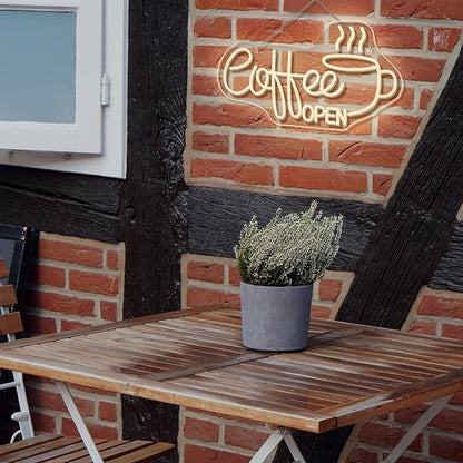 Ineonlife Coffee Open Neon Sign Light Up for Wall Decor Modern Led Sign for coffee bar Small Acrylic Art Decor for cafe business restaurant club party man cave Decorations 16.53x9.84 inch USB POWER