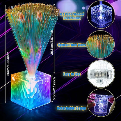 Amylove 8 Pcs Mini Fiber Optic Lamps Bulk Small LED Light up Table Centerpieces for Party Event Decorations with Crystal Base Battery Powered for Glow in The Dark Favors Supplies (9 Inch,Clear)