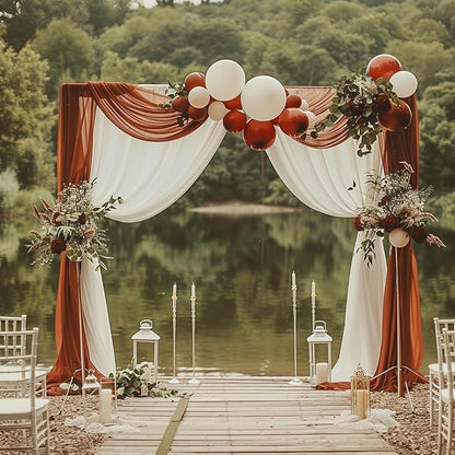 Wokceer Wedding Arch Draping Fabric Terracotta 2 Panels 28.7" x 20FT Sheer Drapes Backdrop for Ceremony, Birthday Party, Bridal Shower Decoration