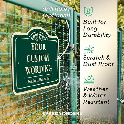 Custom Forest Green Outdoor Metal Sign - 36x24 In, Aluminum, Design 1, Waterproof, Made In USA