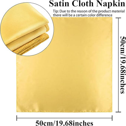 Aneco 12 Pieces Satin Napkin Square 20 x 20 Inches Dinner Napkins Weddings Party Napkin Soft Table Napkins for Romantic Weddings Party Dinner Decoration (Gold)