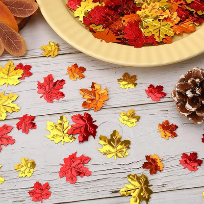 MARFOREVER Fall Glitter Confetti, Thanksgiving Metallic Foil Maple Leaves Fall Party Decorations Scatter Sequins Confetti Sprinkles for Thanksgiving Table Supplies