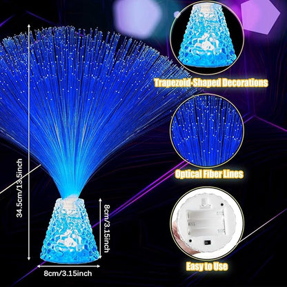Patelai 10 Pcs LED Fiber Optic Lamp Color Changing Fiber Optic Night Light with Multicolor Glow Decorative Table Centerpiece for Sensory Bedroom Halloween Party Holiday Decorations (Crystal,Blue)
