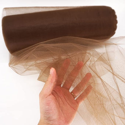 Brown Tulle Fabric Roll Spool Bolt (54 Inch by 40 Yards) Large Tulle Wedding Party Decoration, Tutu Skirt, Table Runner, Gift Wrapping, Bridal Shower, Soft & Drape (Brown)