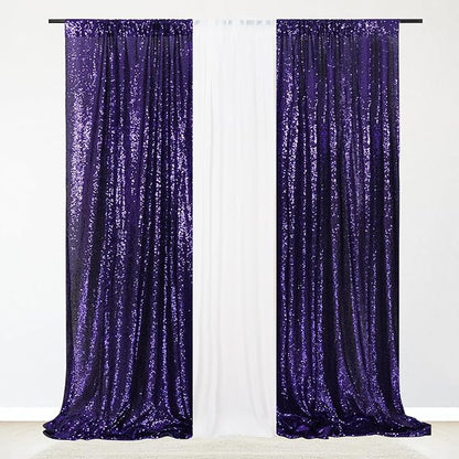 Eternal Beauty Sequin Backdrop Curtains, 2x8 Ft-2 Panels Purple Back Drop for Shimmer Photography Party Wedding Birthday Decor