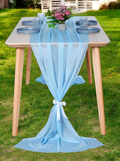 MDS 25 Pack 10ft Chiffon Table Runner 29 x 120 Inches Sheer Wedding Runner Romantic Rustic Table Runner for Wedding Decorations, Birthday Parties, Bridal Shower Party Arch Decor -Turquoise