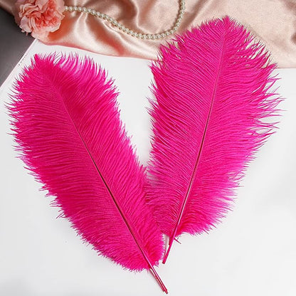 THARAHT 12pcs Hot Pink Ostrich Feathers Natural Bulk 14-16Inch 35cm-40cm for Wedding Party Centerpieces Easter Gatsby and Home Decorate Ostrich Feathers