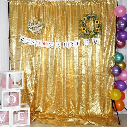 Poise3EHome 8Ft x 10Ft Gold Sequin Backdrop, Glitter Thick Satin Sequin Background Drapes,Sequence Xmas Thanksgiving Backdrop for Wedding Party Holiday Festival Decor