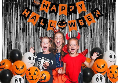 Foil Fringe Curtain Halloweens Party Decorations - Pure Black Tinsel Photo Backdrop Party Steamers Curtains for Birthdays Music Christmas Stranger Theme Parties