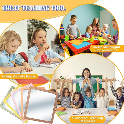 Dandat 10 Pcs Small Mirrors for Kids 6 x 6 Inch Square Shatter Proof Reflector Toddler Glass Plastic Reflector for Classroom DIY Craft Preschool Facial Expression (Earth Colors)