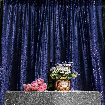 JYFLZQ Navy Blue Sequin Backdrop Curtains 2ft x 8ft 4 Panel Glitter Photo Booth Backdrops Sparkly Photography Background Drapes for Parties Wedding Bridal Showers