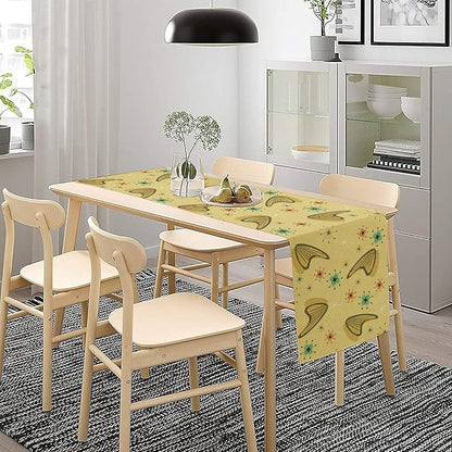 Mid Century Table Runner, Modern Atomic Pattern Absctract Geometric Retro 1950S 1960S Dinner Runner for Home Kitchen Dining Table Decoration, 13x120 Inch