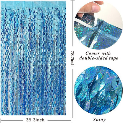 Tinsel Foil Fringe Curtains Wavy Backdrop for Parties Sparkle Metallic Wavy Foil Fringe Backdrop Curtain for Party Decorations Photo Booth Props for Birthday Graduation Wedding