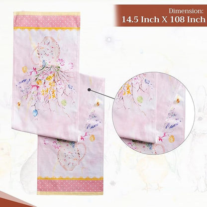 Maison d' Hermine Table Runner 100% Cotton Double Layer Table Runners 108 inches Long Decorative for Home Kitchen Dining Party Wedding Bridal Shower Spring Summer (Easter Zest, 14.50" x 108")