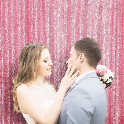 Poise3EHome Fuchsia Pink Sequin Backdrop, 6Ft x 8Ft Glitter Photography Background Curtains for Party Baby Shower Wedding Birthday Decoration