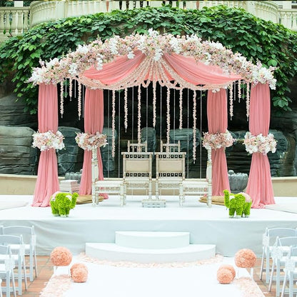10 x 7 Feet Peachy Backdrop Curtain for Partie, Background Curtains for Photoshoot, Birthday, Wedding, Halloween, Thanksgiving, Christmas, New Year Party Decorations 5Ft x 7Ft, 2 Panels