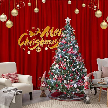 10ft x 8ft Red Backdrop Curtains for Party Valentine's Day Arch Stage Wedding Ceremony Curtains Fabric Photography Backdrop for Baby Showers Rod Pocket Home Decoration, 5ft x 8ft, 2 Panels