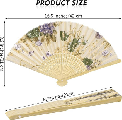 Aodaer 20 Pack Floral Folding Fans Chinese Style Handheld Fans Silk Bamboo Fans Decorative Fans for Wedding, Party Favors