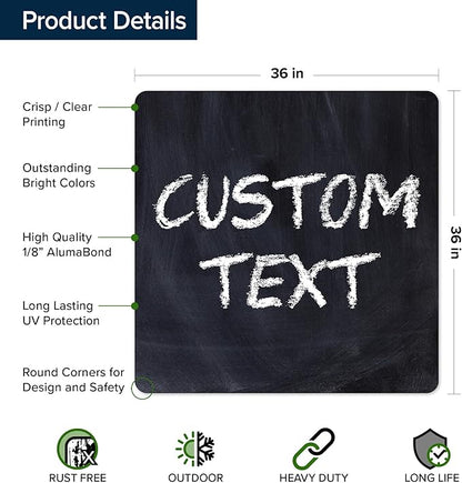 Custom Sign, Custom Street Sign, 11 Font Colors, 13 Font Styles, 4 Hole Options, 22 Sizes, 36x36 Inches, Rust Free DiBound, Fade Resistant, Made in USA by My Sign Center (Chalkboard Black)