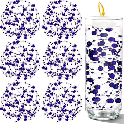 50 PCS Artificial Floating Beads for Centerpieces Vases, Dark Purple 8+3mm String Beads for Wedding Party Faux Pearl String for Decorating, String Pearls for Crafts Vase Filler