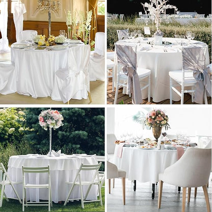 Round Tablecloth 10 Pack 108 Inch White Tablecloths Washable Decorative Linen Polyester Table Clothes Cover for Dining Table Banquets Buffet Parties and Wedding
